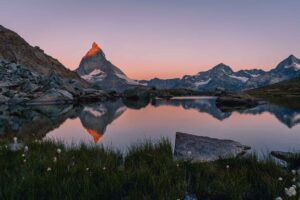 Scenic Riffelsee in Switzerland - Enjoy the Tranquil Beauty of the Alpine Lake with the Reflection of the Matterhorn