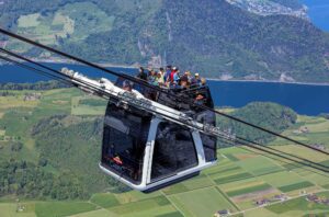 Scenic Stanserhorn Roofless Cable Car in Switzerland - Enjoy Panoramic Views of the Swiss Alps and Surrounding Landscapes