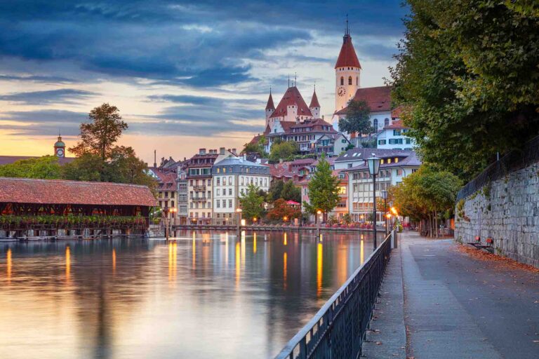 Thun: A charming city in the Bernese Oberland region, known for its historic architecture, scenic views, and picturesque surroundings.