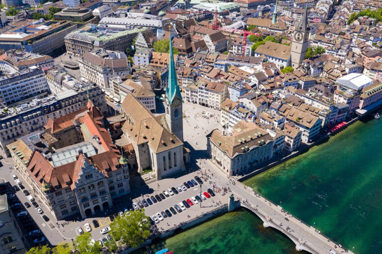 Fraumünster: A historic church in Zurich, Switzerland, renowned for its stained glass windows designed by Marc Chagall and its cultural significance.
