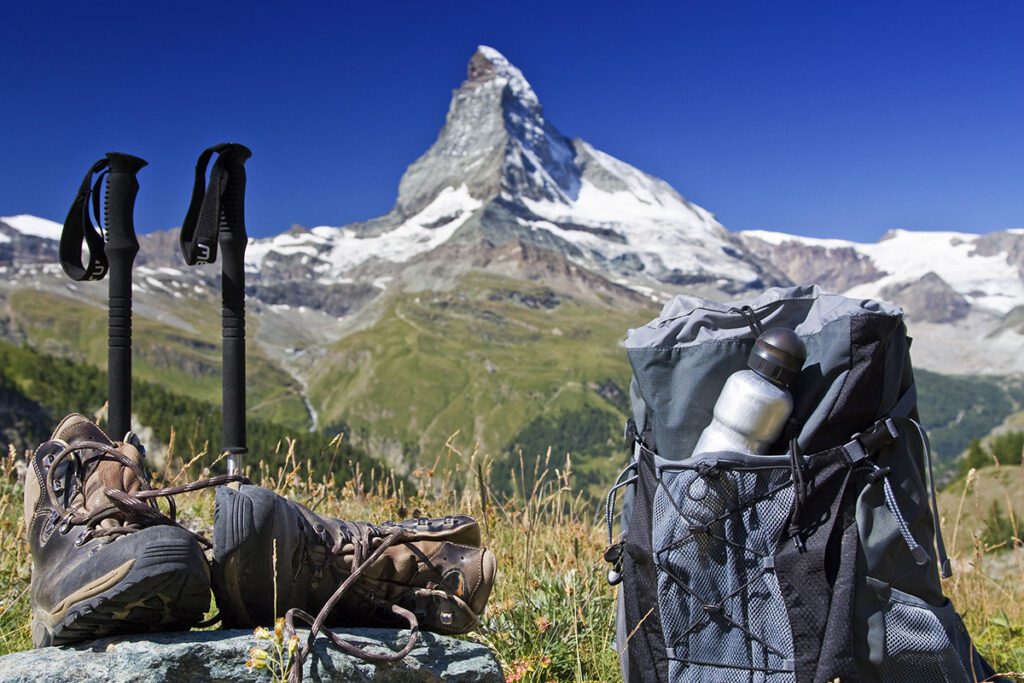 Matterhorn Hike: A breathtaking trek through the Swiss Alps, revealing the iconic Matterhorn peak in all its majestic glory.