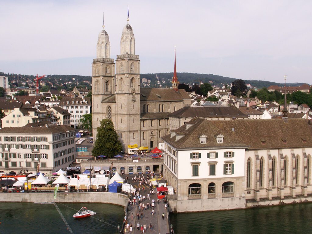 Wasserkirche: Historic church nestled in the heart of Zurich, known for its architectural elegance and cultural significance.