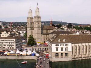 Wasserkirche: Historic church nestled in the heart of Zurich, known for its architectural elegance and cultural significance.