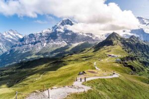 Wengen: A picturesque Swiss village nestled amidst the breathtaking Swiss Alps, offering a serene and tranquil atmosphere.